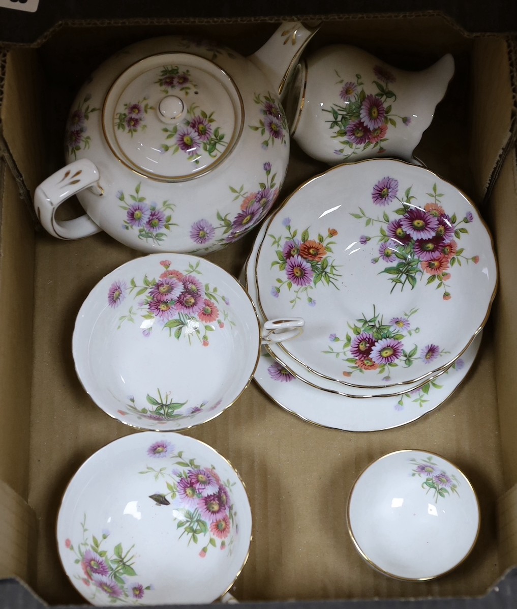 A Wedgwood Lichfield pattern part tea set and a T.Goode and co for Hammersley floral part tea set